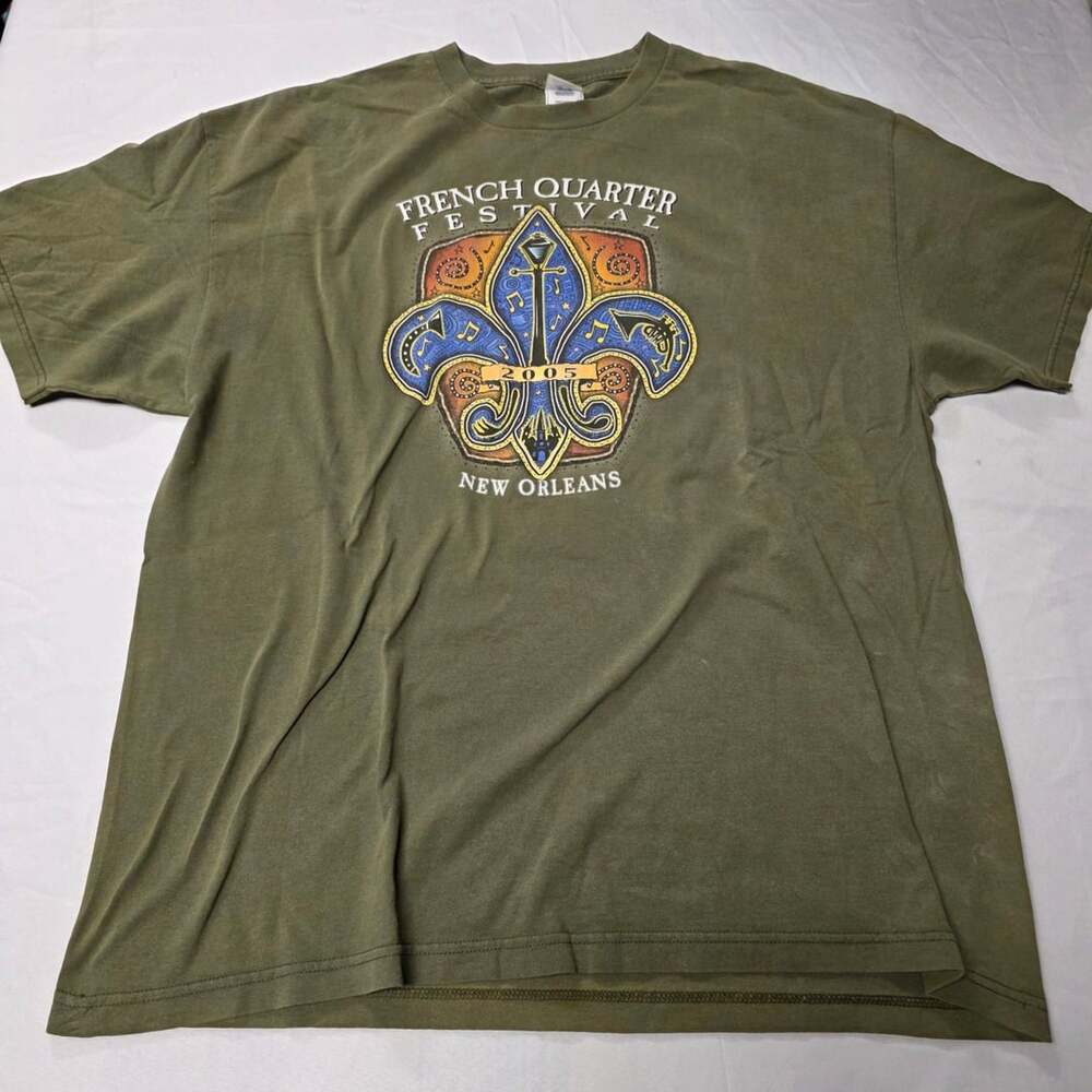 Vintage 2005 French Quarter Festival New Orleans T-Shirt 2XL Olive